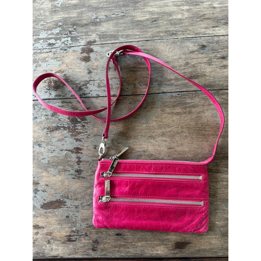 Hobo International Pink Leather Crossbody Bag Organizer Wallet Clutch